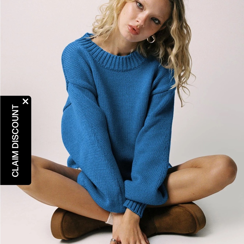 Princess Polly Vibrant Blue Crew Neck Harmony Sweater